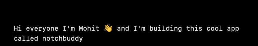 A scrolling message rendered across the collapsed notch